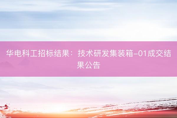 华电科工招标结果：技术研发集装箱-01成交结果公告