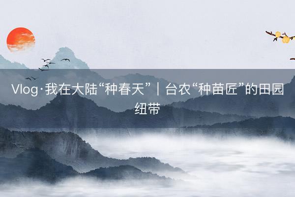 Vlog·我在大陆“种春天”｜台农“种苗匠”的田园纽带