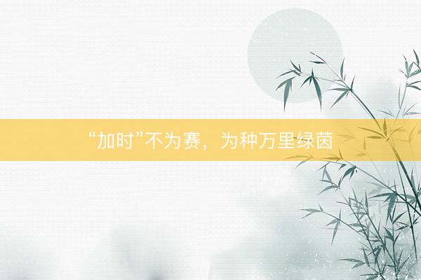 “加时”不为赛，为种万里绿茵