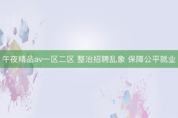 午夜精品av一区二区 整治招聘乱象 保障公平就业