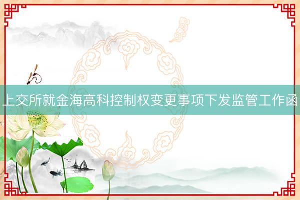 上交所就金海高科控制权变更事项下发监管工作函