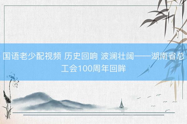 国语老少配视频 历史回响 波澜壮阔——湖南省总工会100周年回眸
