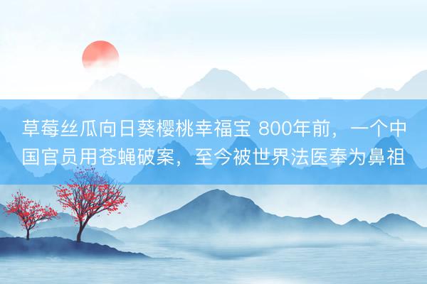 草莓丝瓜向日葵樱桃幸福宝 800年前，一个中国官员用苍蝇破案，至今被世界法医奉为鼻祖
