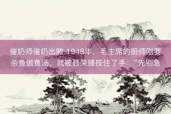 催奶师催奶出脓 1948年，毛主席的厨师刚要杀鱼做鱼汤，就被聂荣臻按住了手：“先别急