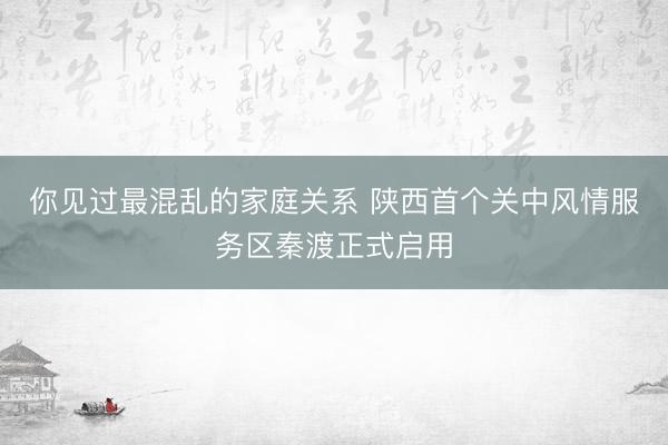 你见过最混乱的家庭关系 陕西首个关中风情服务区秦渡正式启用