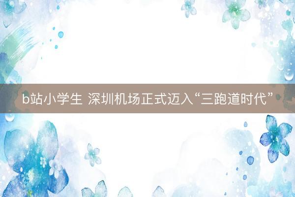 b站小学生 深圳机场正式迈入“三跑道时代”
