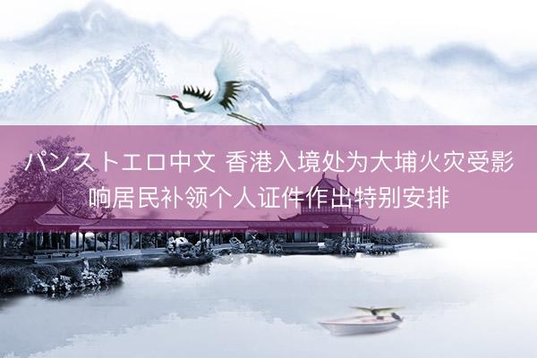 パンストエロ中文 香港入境处为大埔火灾受影响居民补领个人证件作出特别安排