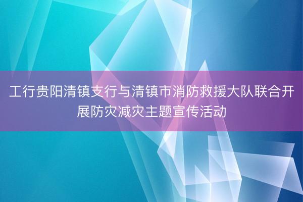 工行贵阳清镇支行与清镇市消防救援大队联合开展防灾减灾主题宣传活动