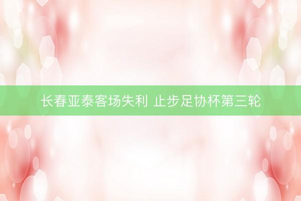 长春亚泰客场失利 止步足协杯第三轮
