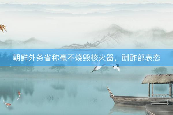 朝鲜外务省称毫不烧毁核火器，酬酢部表态