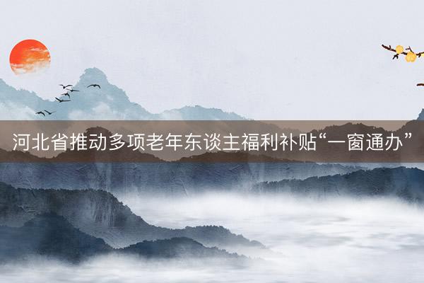 河北省推动多项老年东谈主福利补贴“一窗通办”