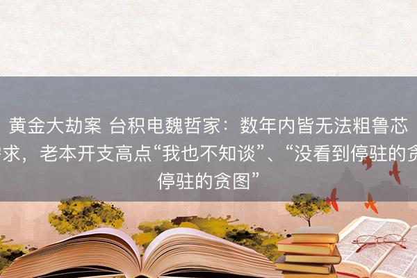 黄金大劫案 台积电魏哲家：数年内皆无法粗鲁芯片需求，老本开支高点“我也不知谈”、“没看到停驻的贪图”