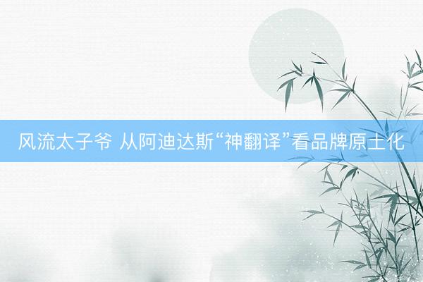 风流太子爷 从阿迪达斯“神翻译”看品牌原土化