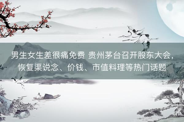 男生女生差很痛免费 贵州茅台召开股东大会，恢复渠说念、价钱、市值料理等热门话题