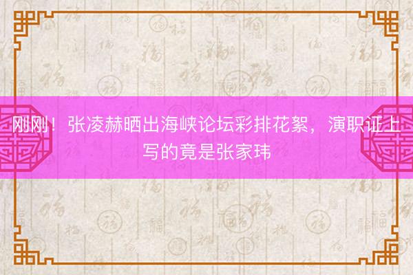 刚刚!张凌赫晒出海峡论坛彩排花絮,演职证上写的竟是张家玮
